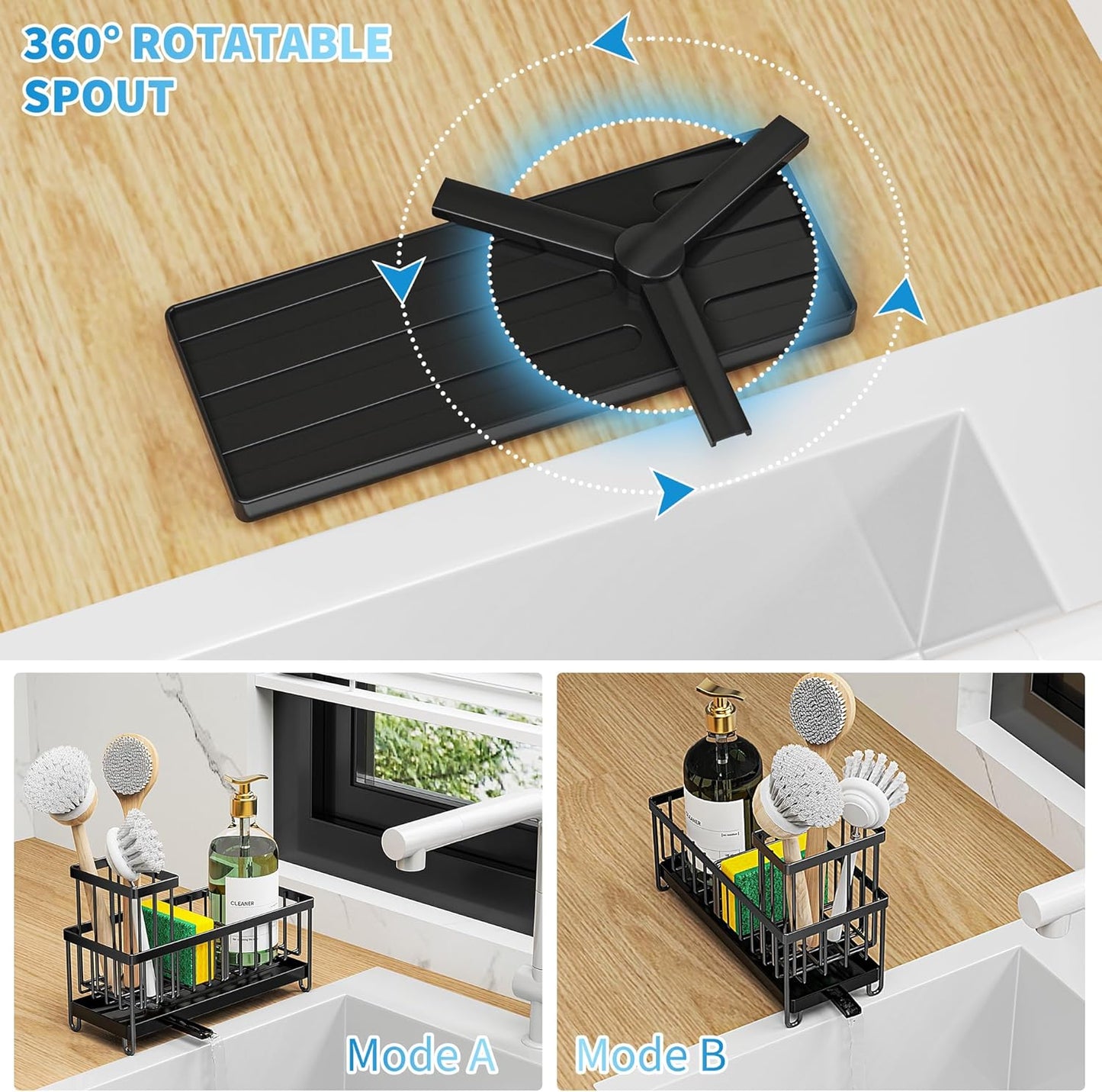 Black Sponge Holder for Kitchen Sink