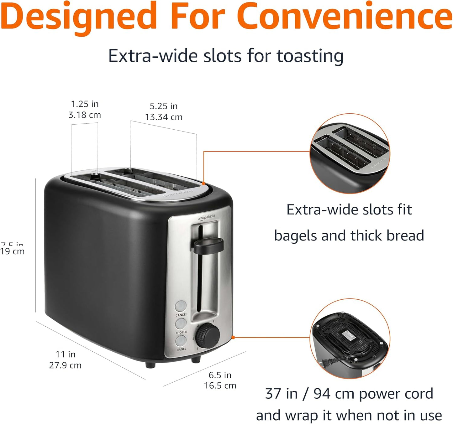 2 Slice Toaster, with 6 Browning Settings
