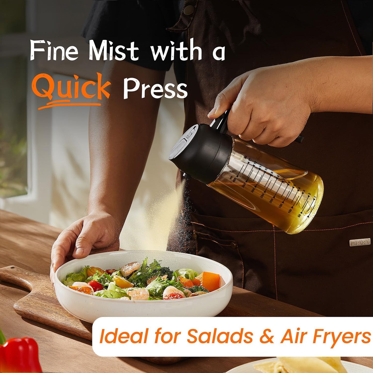 Glass Olive Oil Sprayer for Cooking – 2 in 1 Olive Oil Dispenser Bottle