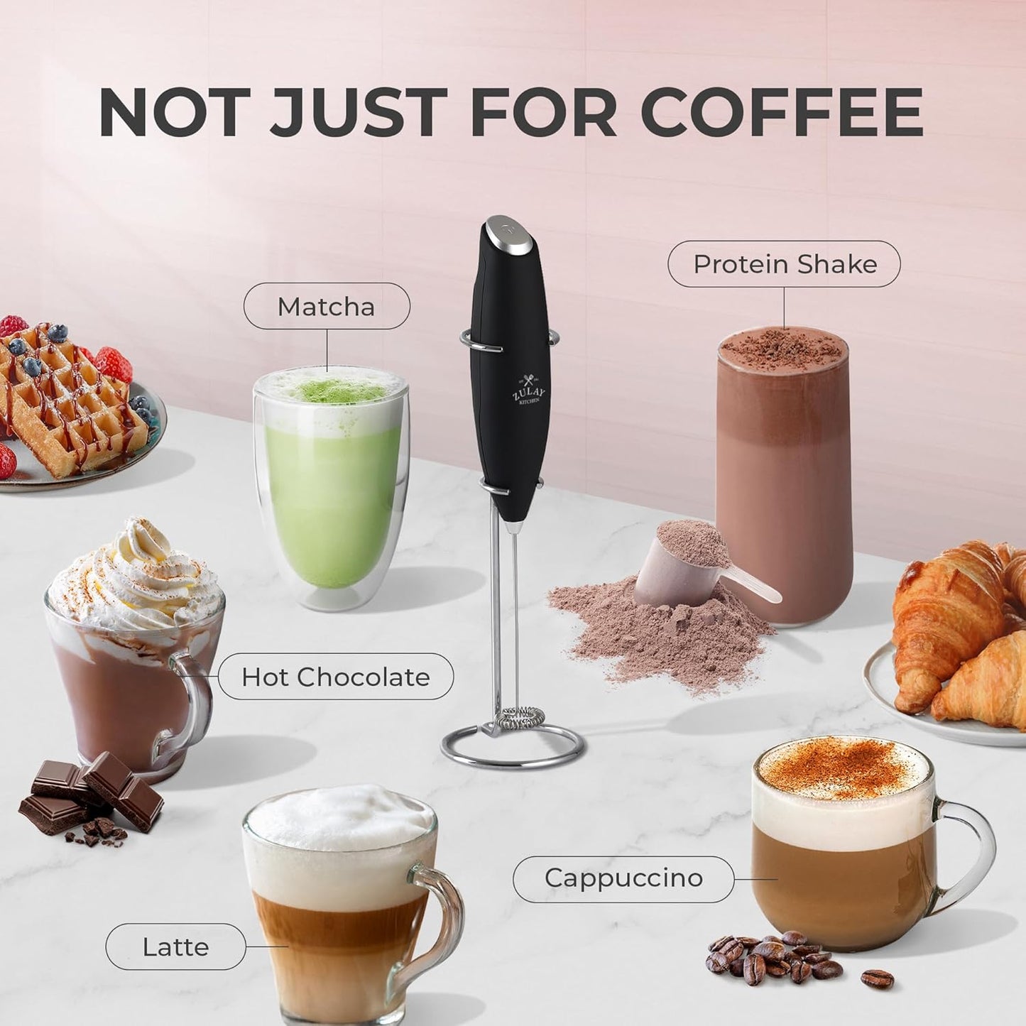 Powerful Milk Frother Wand - Ultra Fast Handheld Drink Mixer