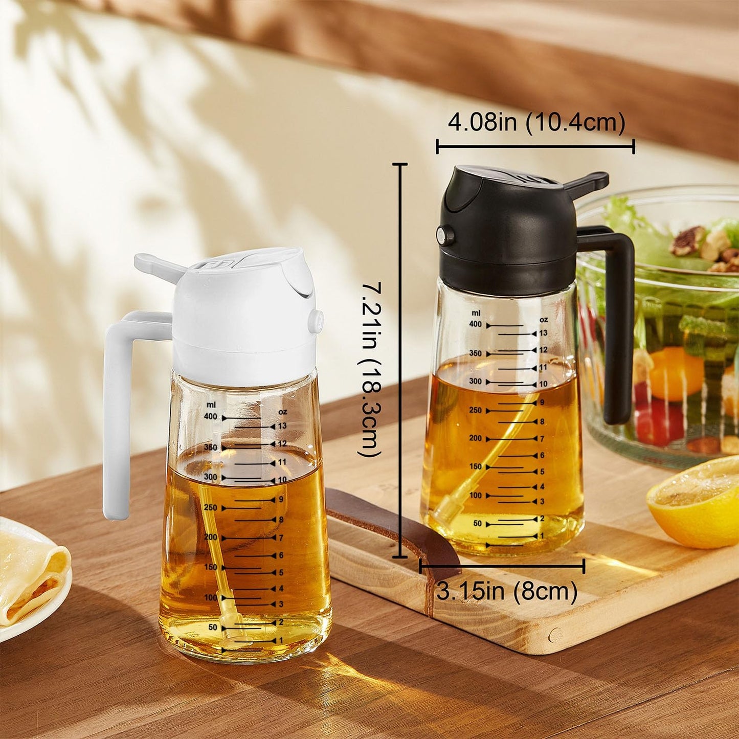 Glass Olive Oil Sprayer for Cooking – 2 in 1 Olive Oil Dispenser Bottle