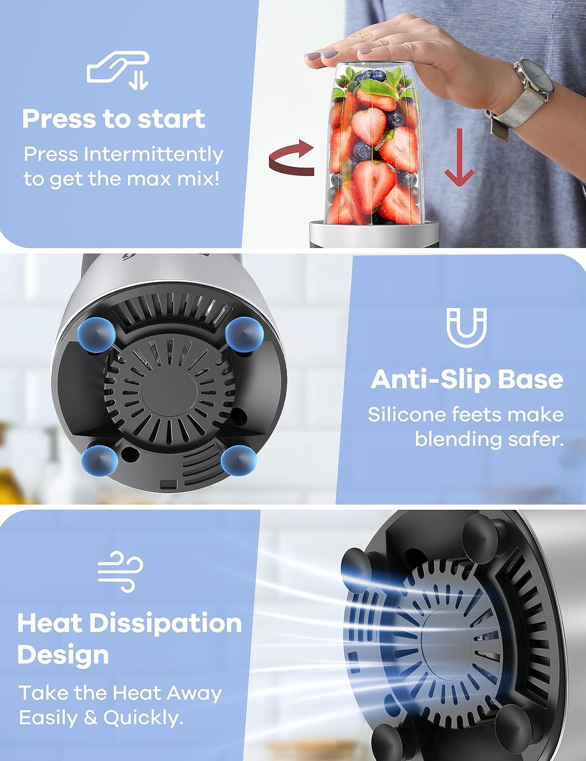 Smoothie Blender, 900W Blenders for Shakes and Smoothies