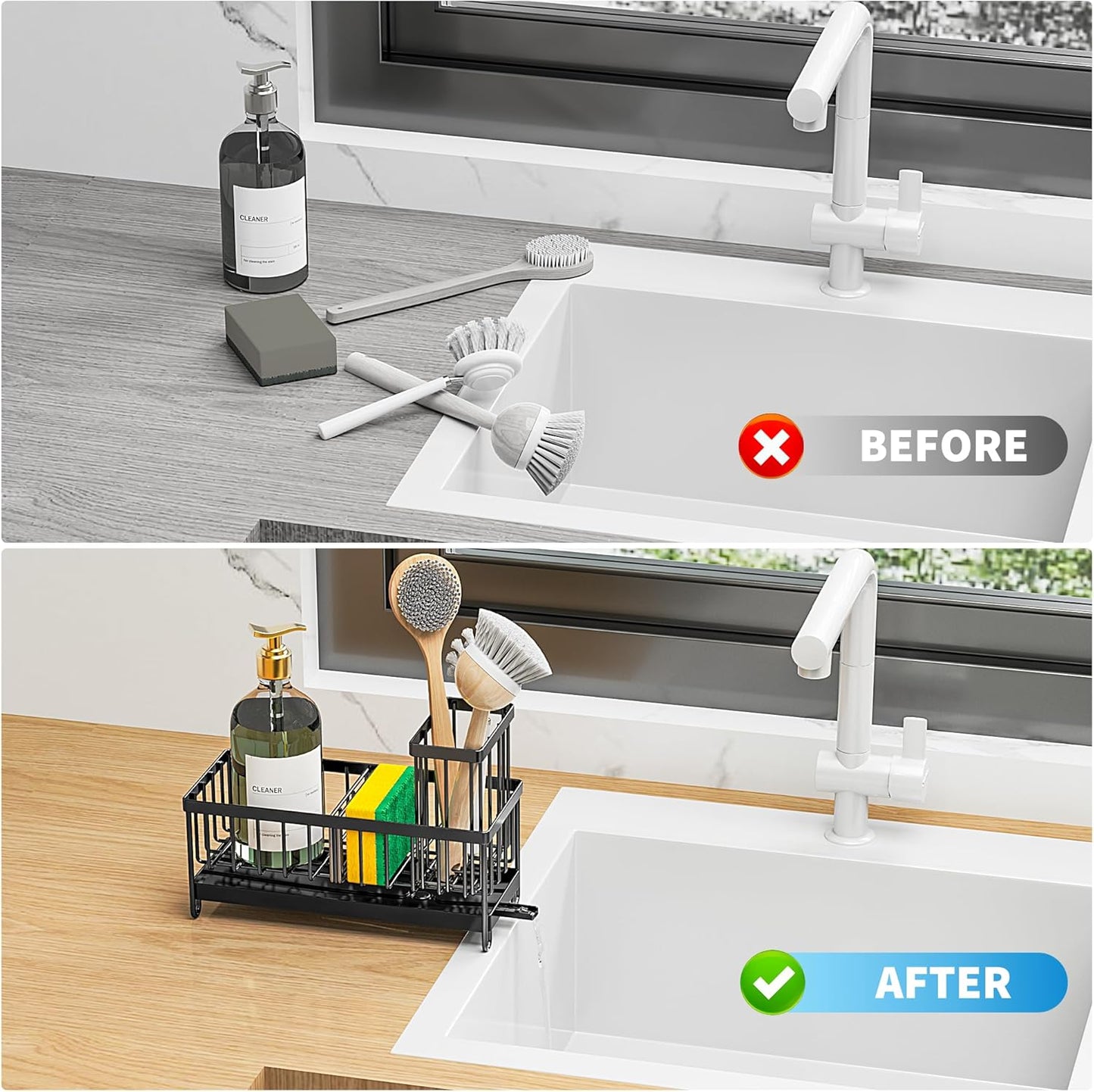 Black Sponge Holder for Kitchen Sink