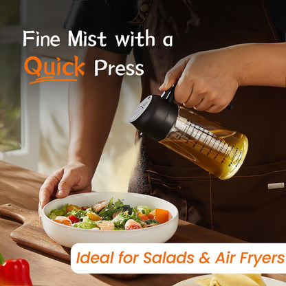 Glass Olive Oil Sprayer for Cooking – 2 in 1 Olive Oil Dispenser Bottle
