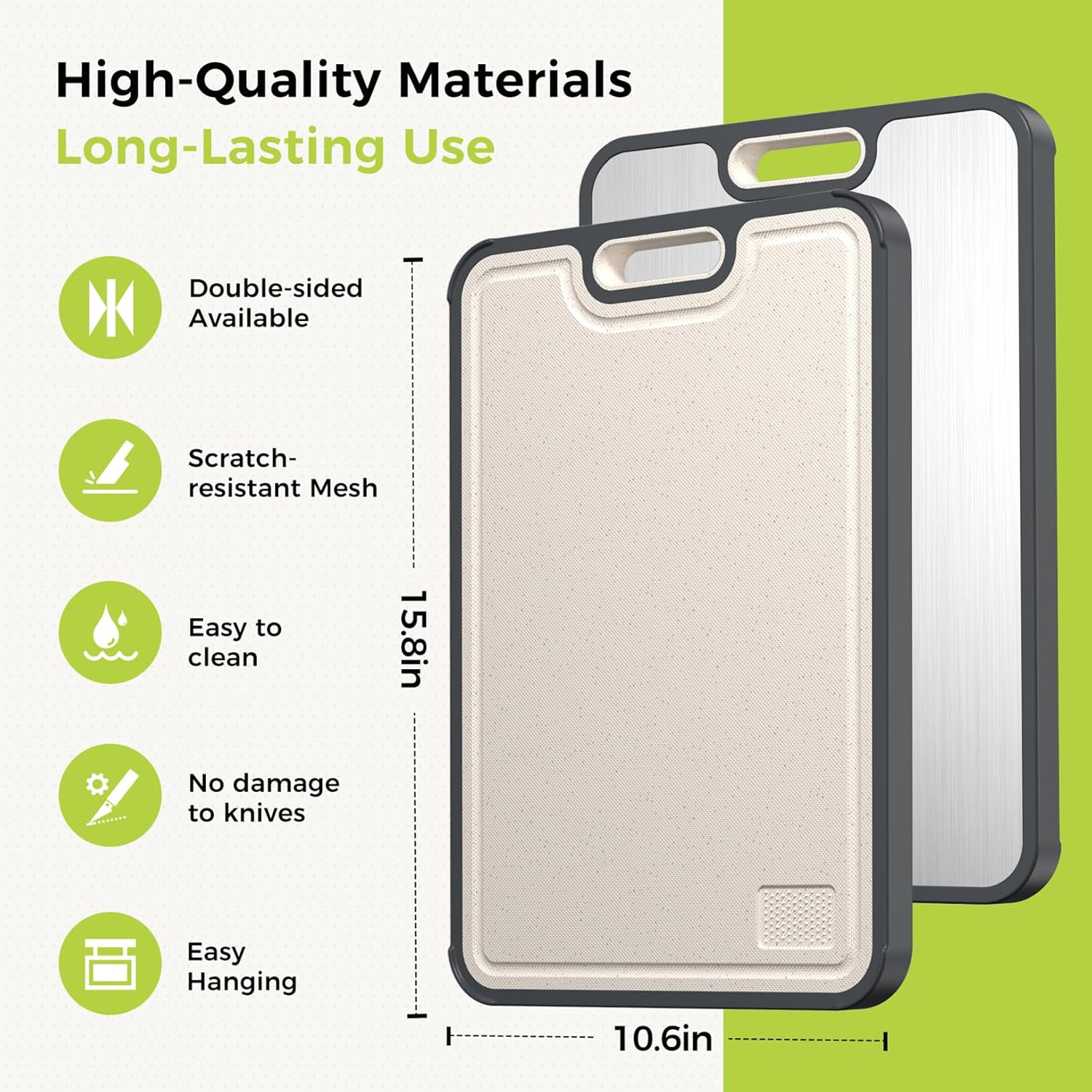 Titanium Cutting Board for Kitchen - Double Sided Food Grade