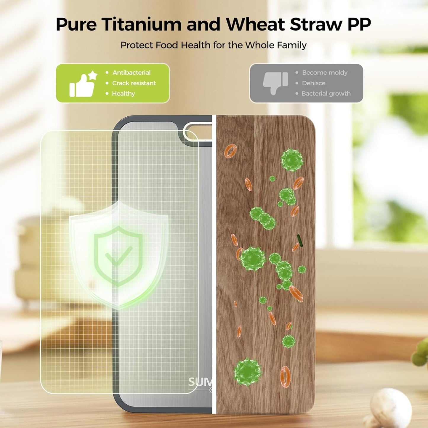 Titanium Cutting Board for Kitchen - Double Sided Food Grade
