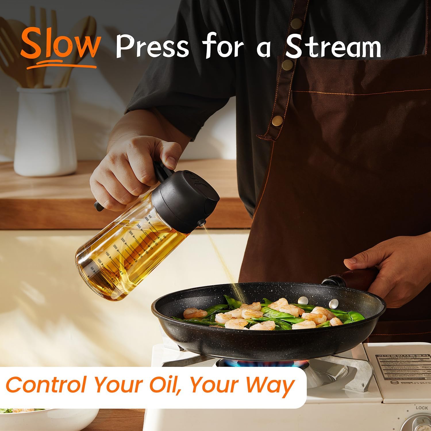 Glass Olive Oil Sprayer for Cooking – 2 in 1 Olive Oil Dispenser Bottle