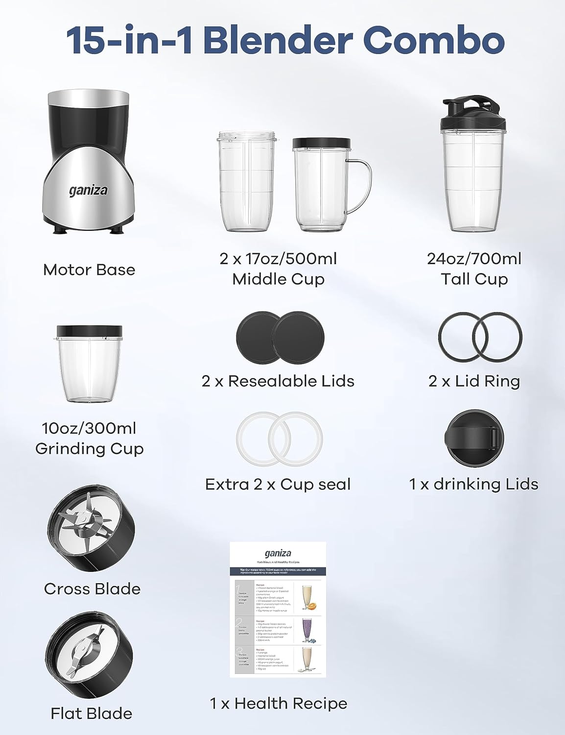 Smoothie Blender, 900W Blenders for Shakes and Smoothies