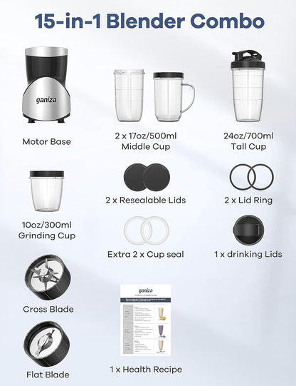 Smoothie Blender, 900W Blenders for Shakes and Smoothies
