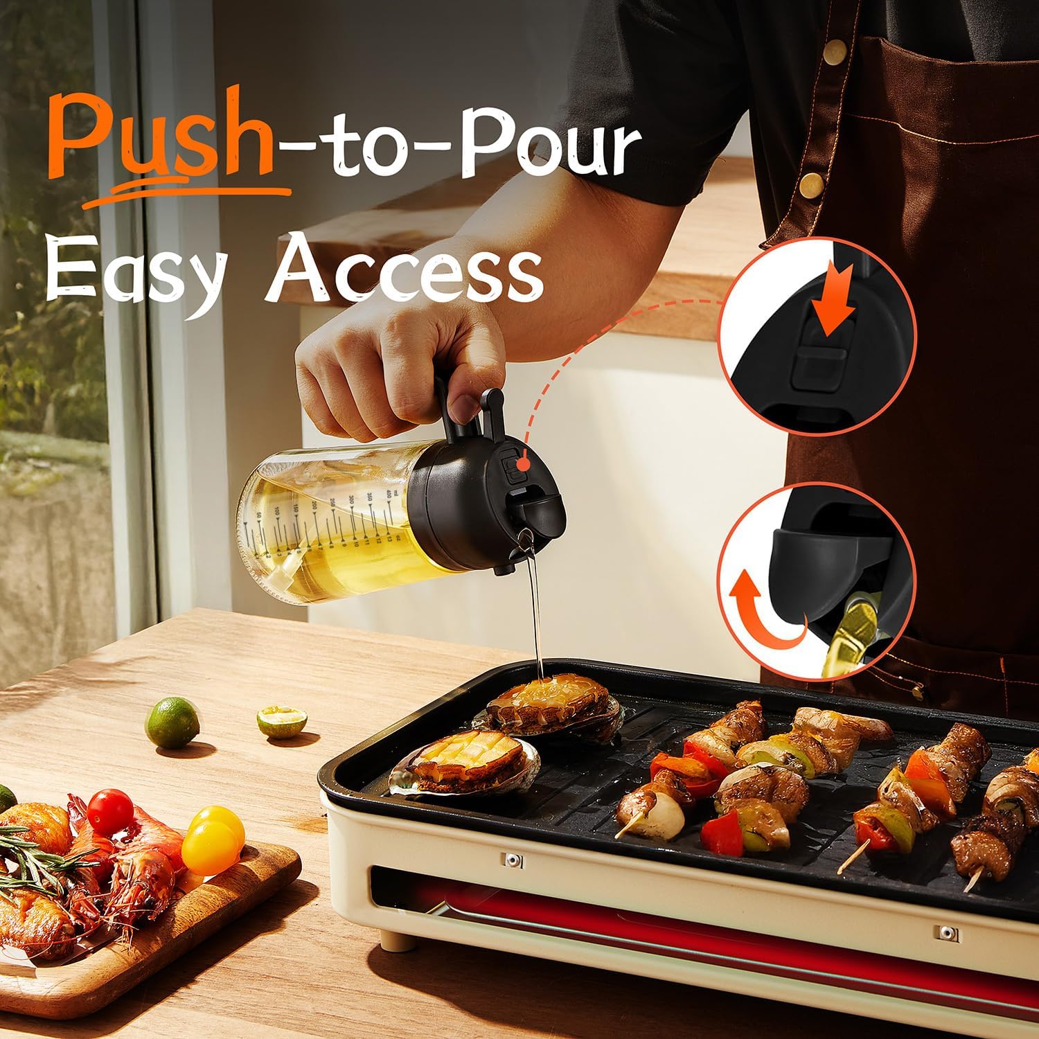 Glass Olive Oil Sprayer for Cooking – 2 in 1 Olive Oil Dispenser Bottle