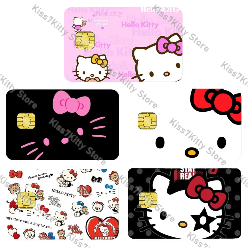 5pcs/set Sanrios Hello Kitty Credit Debit Card Sticker