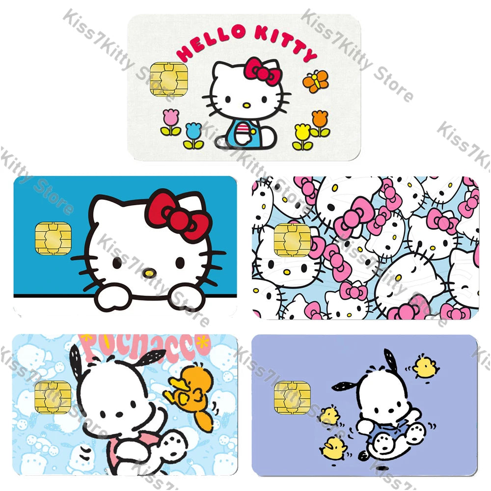 5pcs/set Sanrios Hello Kitty Credit Debit Card Sticker