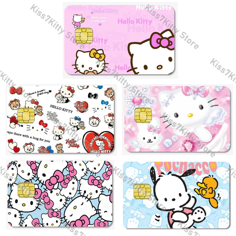 5pcs/set Sanrios Hello Kitty Credit Debit Card Sticker