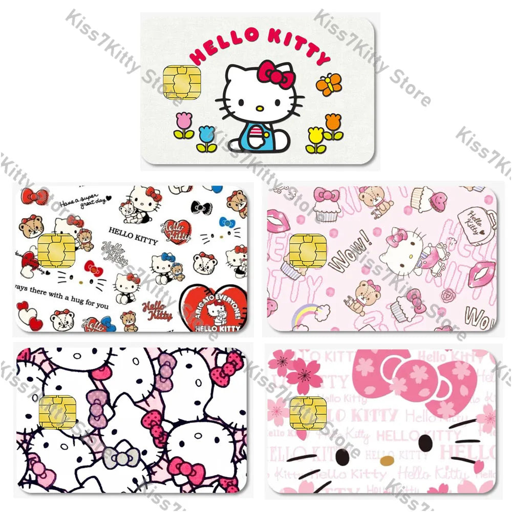 5pcs/set Sanrios Hello Kitty Credit Debit Card Sticker