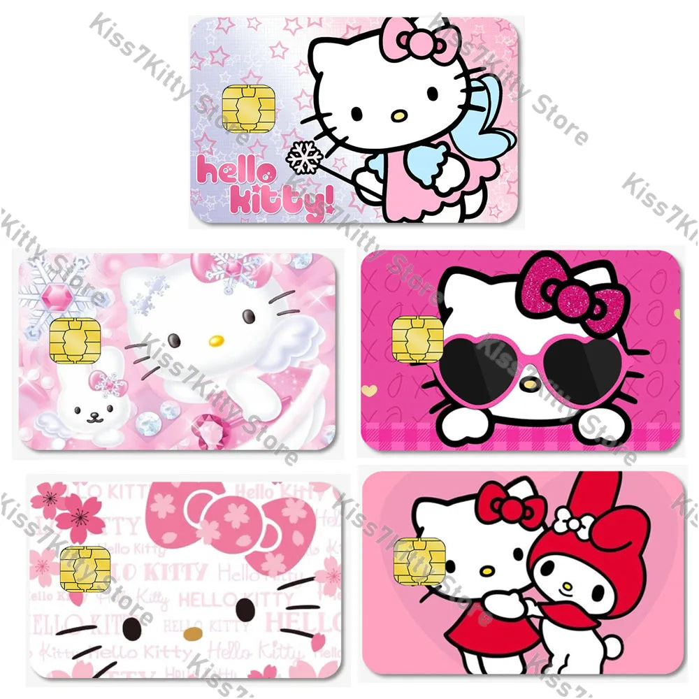 5pcs/set Sanrios Hello Kitty Credit Debit Card Sticker