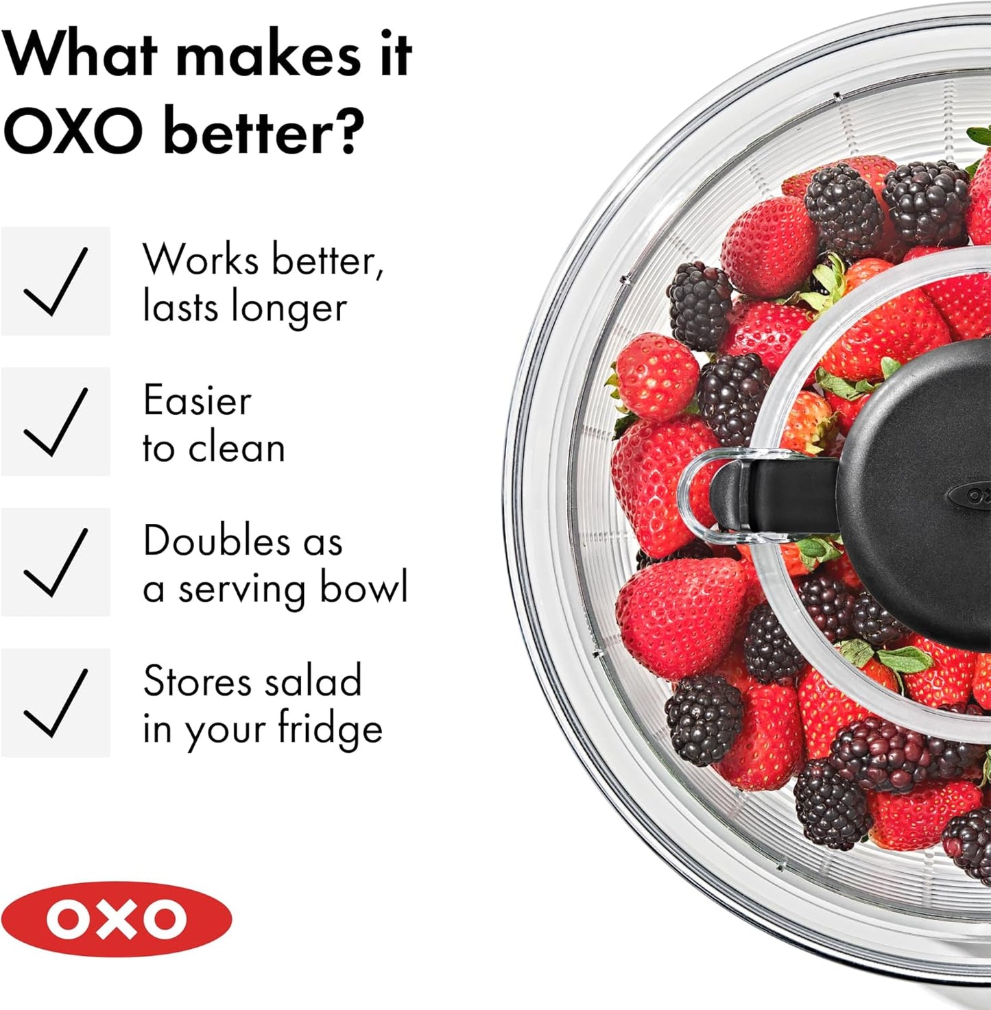 Good Grips Salad Spinner | Fruit Washing Bowl with Strainer 