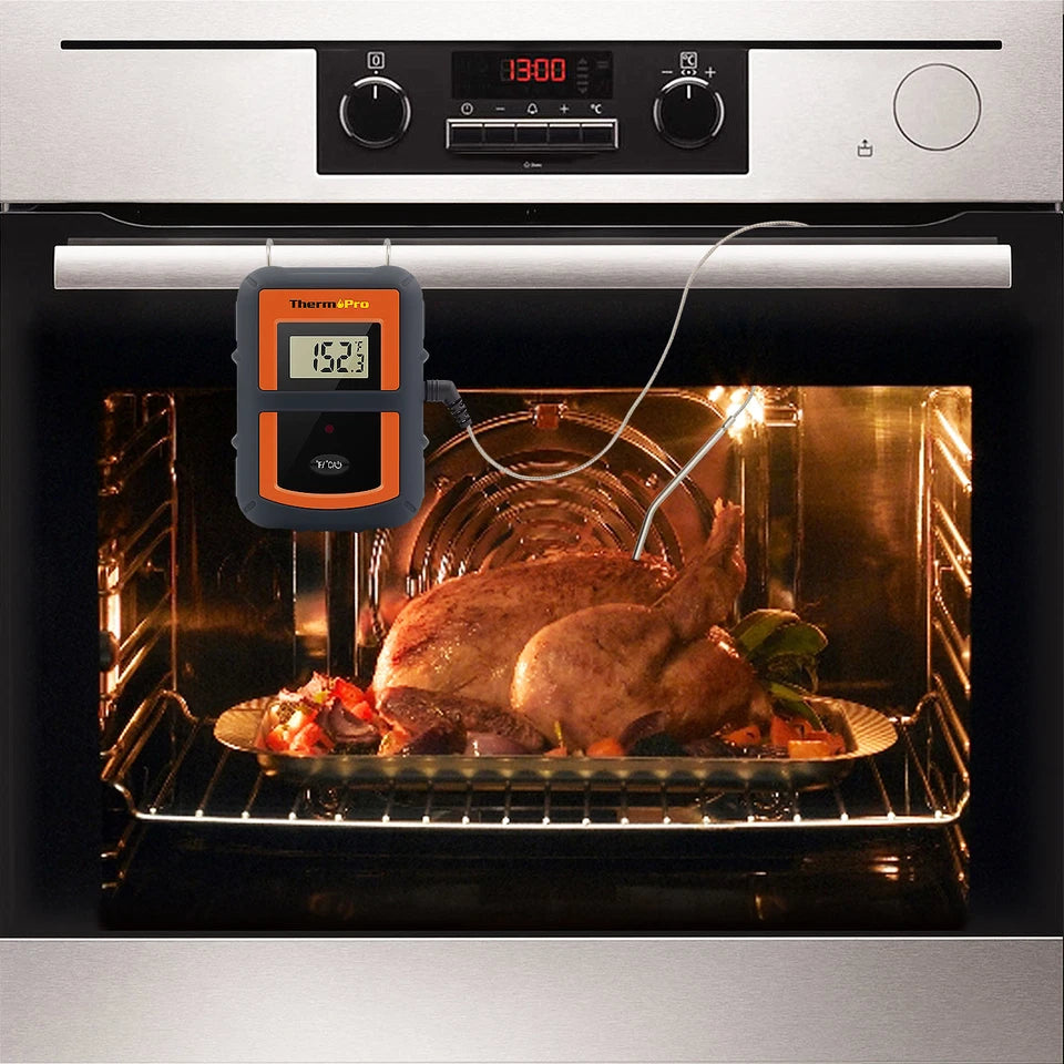 Remote Cooking Thermometer Digital BBQ Grill Oven Meat Wireless Smoker & Timer
